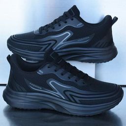 thumbnail for Spring and Autumn Leather Waterproof Anti-Slip Sports Shoes for Men, Black Work Shoes, Light-Soled Casual Running Shoes for Men