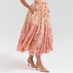 thumbnail for European and American sexy women's cross-border Amazon new fashion puff sleeve French square neck floral skirt