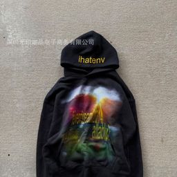 thumbnail for American-style high street letters blurred street print hoodie with drop shoulder shoulder trendy brand tops for men and women