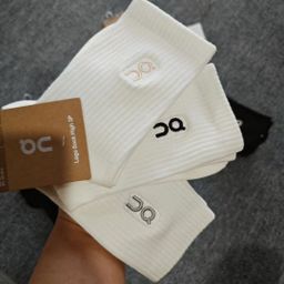 thumbnail for New On Socks 3 pairs of couple solid color black and white trendy socks fashion embroidered casual cotton socks high top
