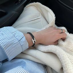 thumbnail for Love H family's new stacked cowhide braided double-layer leather colorful bracelet men's and women's bracelets for couples trendy