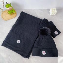 thumbnail for 2024 New Autumn and Winter Thickened Warm Letter Correct Edition Hat Scarf Gloves Three-piece Set Hot Sale Factory Price