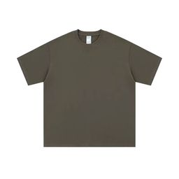 thumbnail for American Retro 400g Heavyweight Pure Cotton Round Neck Short-Sleeved T-Shirt Two-Stitch Summer Pure Color Loose and Versatile Half-Sleeved Men's