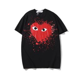 thumbnail for The correct version of the star with Kawajiu tide brand pla love embroidery short sleeve cotton red heart eyes lovers T-shirt y