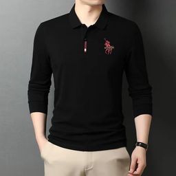 thumbnail for Vandetu Long Sleeve Polo Shirt Autumn and Winter Men&#039s Lapel plus size Top Middle-aged and Young Embroidered Casual Loose Men&#039s Wear