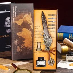 thumbnail for Retro style gold quill pen European style British dip pen gift box business dip pen paint seal gift box set