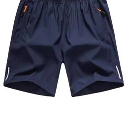 thumbnail for Shorts masculinos de verão em seda gelada para fitness, esportes, basquete, casuais, finos, de secagem rápida, cinco pontos, para praia, com zíper lateral.