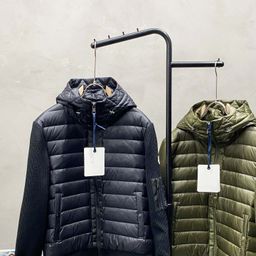 thumbnail for 24 new down jacket fashion hooded stitching knit sleeve down jacket Meng m short private supply