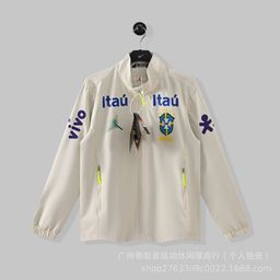 thumbnail for 2627 Football Uniform Brazilian National Team Neymar's Same Style Windproof and Waterproof Training Jacket Fan Jacket