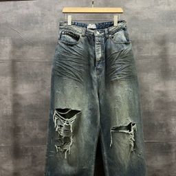 thumbnail for Foreign trade cross-border 24 autumn new Paris B home Japan painted dirty men and women loose fit jeans trousers