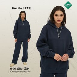 thumbnail for 2025 autumn and winter new loose velvet 350g trendy brand sweatshirt men's oversize thickened hooded trendy brand men's sweatshirt