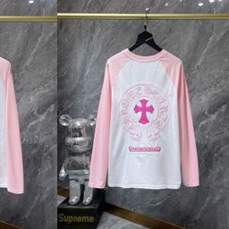 thumbnail for Chrome Hearts High-Quality Double Yarn Pure Cotton Color-Blocked Dropped Shoulder Sleeves Spring & Fall Long-Sleeved T-Shirts in Stock