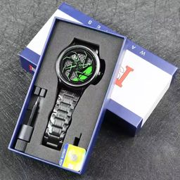 thumbnail for Steel Belt Personality Cool Men&#039;s Quartz Watch Trendy Fashion Rotating Men&#039;s Watch Car Contour Watch Box
