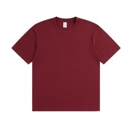 thumbnail for Summer 230g cotton T-shirt men's solid color crew neck short sleeve heavy casual combed cotton men's and women's front shoulder shirt