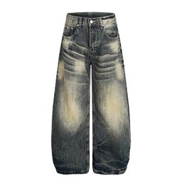 thumbnail for Shikuo G6898 American retro washed cat whisker jeans men's and women's design sense casual ruffian handsome straight trousers trend