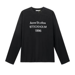 thumbnail for Trendy brand 1996 washed and worn old A Xi letter print high street long sleeve loose cross-border T-shirt for men and women