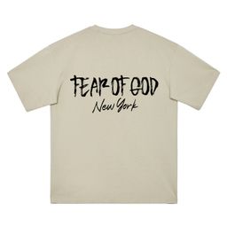 thumbnail for ESSENTIALS ZONE double line New York limited high street fashion brand heavy cotton loose round neck short sleeve men's T-shirt