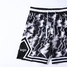 thumbnail for New American shorts, contrasting stripes, casual breathable basketball sweatpants, comfortable running training, loose mesh trend
