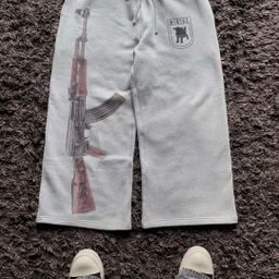 thumbnail for Y2K high street European and American cross-border ins double waist print embroidery street folding pants sweatshirt pants casual straight pants