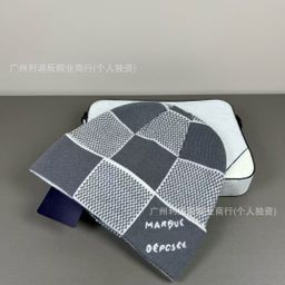 thumbnail for Cross-border autumn and winter warm hats, men's and women's outdoor cold-proof knitted hats, cold hats, plaid curled letter beanies, in stock