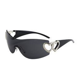 thumbnail for 连体双爱心时尚太阳镜欧美跨境ins无框墨镜Y2K女士近视镜未来眼镜