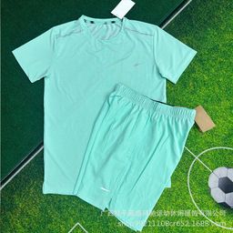 thumbnail for Foreign trade wholesale new sports fitness running set quick-drying breathable loose daily casual short-sleeved shorts set