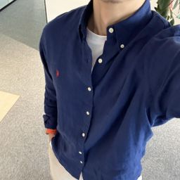 thumbnail for Spring/Summer Rough Pony Mark Embroidered Men's Couple's Linen Shirt, Thin Casual Versatile Long Sleeve Sun Protection Top