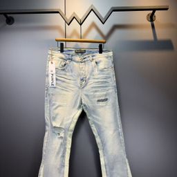 thumbnail for Purple-Brand Niche Brand High Street Patchwork Ripped High-Stretch Slim-Fit Flared Jeans Spring and Autumn Pants