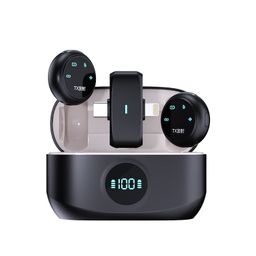 thumbnail for K31 new button wireless collar clip microphone one drag two outdoor live noise reduction recording interview microphone cross-border