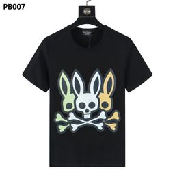 thumbnail for Wholesale American Trendy PsychoBunny T-Shirt Colorful Skull Rabbit Gradient Letter Print Short Sleeve Crew Neck