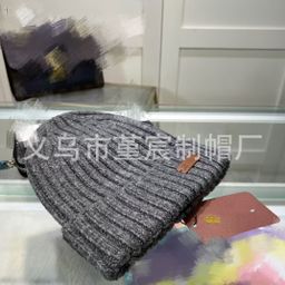 thumbnail for high quality Wool Brand Letter Label Knitted Cap Women's Internet Popular Autumn and Winter Warm Fashion Thickened Cold Cap