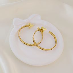 thumbnail for TB earrings feature European and American fashion, light luxury, high-end commuter design, hollowed-out double T letters, personalized style, exquisite metal earrings