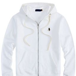 thumbnail for Foreign trade explosive fleece pony autumn and winter RL hooded cardigan solid color sweatshirt embroidered loose plus size Paul men's Po