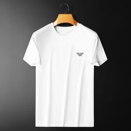 thumbnail for Camiseta masculina europeia de manga curta, gola redonda, algodão mercerizado, nova moda de verão 2024, camiseta básica de meia manga, marca grande masculina.