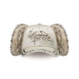 thumbnail for Y2K Spice Style, Embroidered Rivets, Hot Diamond, Ear Protection, Fleece, Pink, Champagne, Baseball Cap