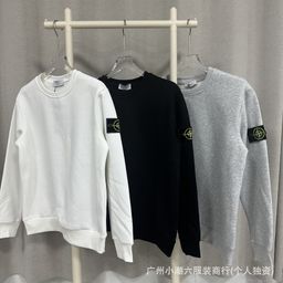 thumbnail for Cross-border STONE stone solid color ins compass badge basic pullover function casual men's and women's crewneck sweatshirt island