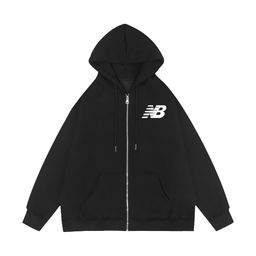 thumbnail for 2024 Jaqueta de Moletom com Capuz de Lã Transfronteiriça Masculina com Zíper Moda Moletom Outono e Inverno Etiqueta Impressa Moletom Casual Masculino