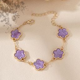 thumbnail for 欧美ins时尚优雅幸运五瓣花手链女 跨境新款五叶花饰品 厂家直供