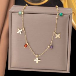 thumbnail for European and American cross-border shell necklace women, niche design, Internet celebrity ins, cold wind, titanium steel clavicle chain 2024 new style