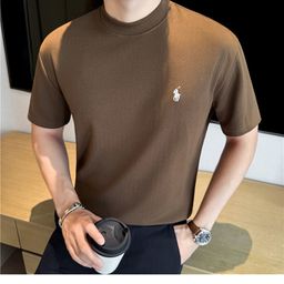 thumbnail for Foreign Trade Wholesale - One-Drop Drop Simple Embroidered Short Sleeve T-Shirt Men's Solid Color Crew Neck T-Shirt Base Layer Short-Sleeve Top