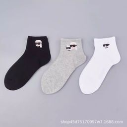 thumbnail for American K Er Selection Unisex Embroidery Monogram Socks Solid Color Boat Socks Low Top Socks New Style