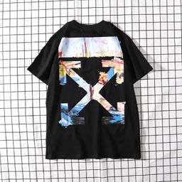 thumbnail for Off ow white Monet oil painting arrow T-shirt men and women with the same paragraph loose couples limited short-sleeved tide 19ss