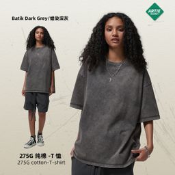 thumbnail for Artie Men's Spring Retro Old Craft High Street Washed Short-Sleeved Trendy Brand Loose Small Neckline Batik T-Shirt