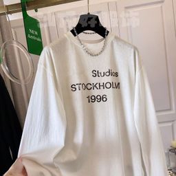 thumbnail for In-Stock Real Photos Ac Brand New Model 1966 Vintage Distressed Letter Tea-Dyed Sun-Protective T-Shirt Loose Long-Sleeve Unisex Style
