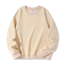 thumbnail for Live Broadcast Autumn Chinese Cotton 320g Slightly Dropped Shoulder Round Neck Sweatshirt Pure Color Casual Sports Long Sleeves Can Be Printed, Ironed and Embroidered