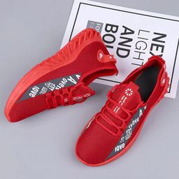 thumbnail for New Korean style casual sneaker sports flying woven running shoes comfortable non-slip casual men's shoes trendy all-matching men's shoes