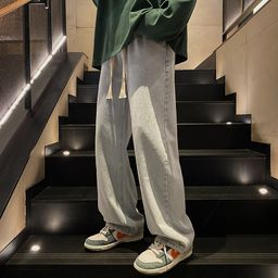 thumbnail for American Retro Men's Jeans, Spring and Autumn Straight Loose Trendy Wide-Leg Pants, High Street Versatile Casual Long Pants