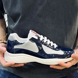 thumbnail for P home patent leather bright America's Cup men's shoes spliced new casual high-end cowhide foreign trade breathable men's shoes lace-up spot