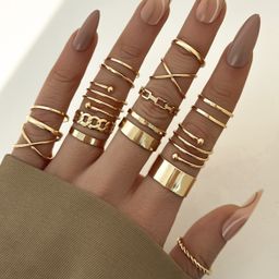 thumbnail for European and American Alloy Personalized Rings, Creative Simple Retro Combination Joint Rings, Women's Jewelry Wholesale, High-End Feel, Cross-Border