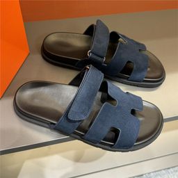 thumbnail for Summer Slippers for Men, Genuine Leather, Soft Sole, Non-Slip Fashion Shoes, European Style, Accessible Luxury, Velcro, Casual H Slippers